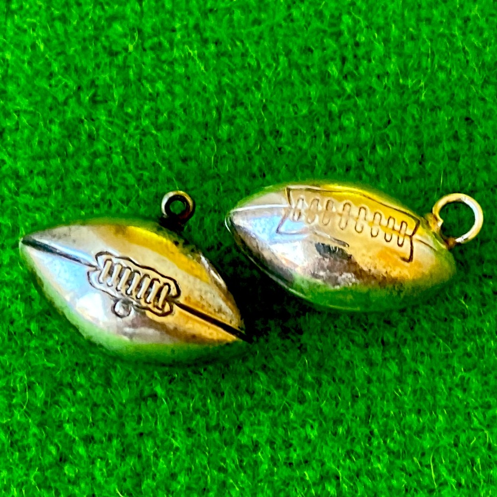 2 vintage Antique sterling silver football charms